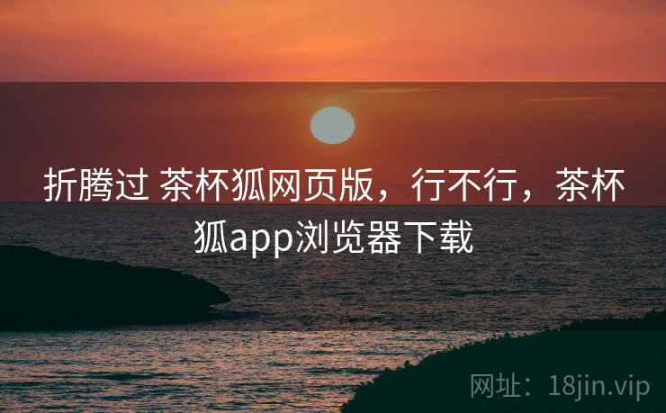 折腾过 茶杯狐网页版,行不行,茶杯狐app浏览器下载
